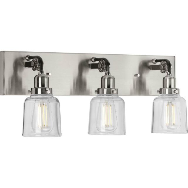 3 Light 24 inch Bath Vanity Light in Brushed Nickel with Clear Glass - 243103