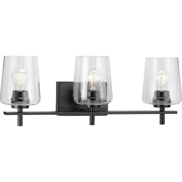 3 Light 24 inch Bath Vanity Light in Matte Black with Clear Glass - 243262