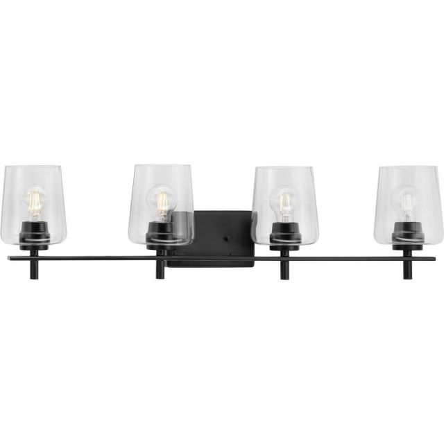 4 Light 34 inch Bath Vanity Light in Matte Black with Clear Glass - 243275
