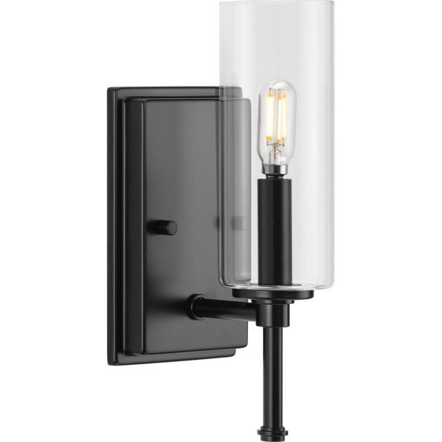 1 Light 12 inch Tall Bath Vanity Light in Matte Black with Clear Glass - 243284