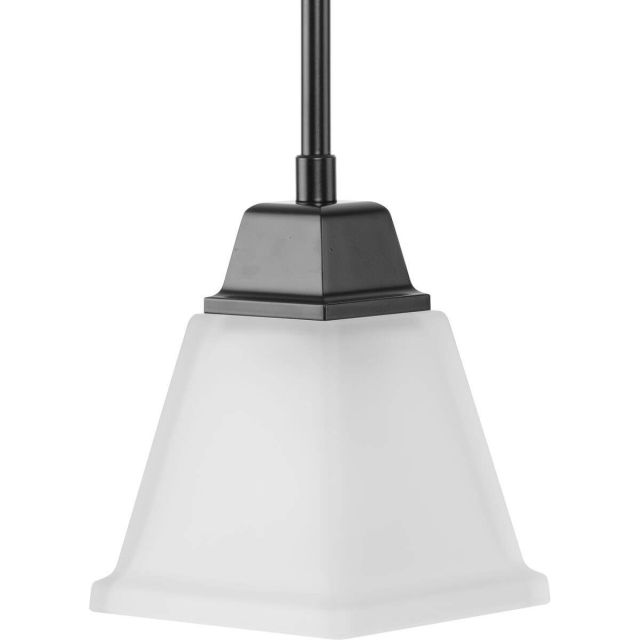1 Light 6 inch Mini Pendant in Matte Black with Etched Glass - 243580