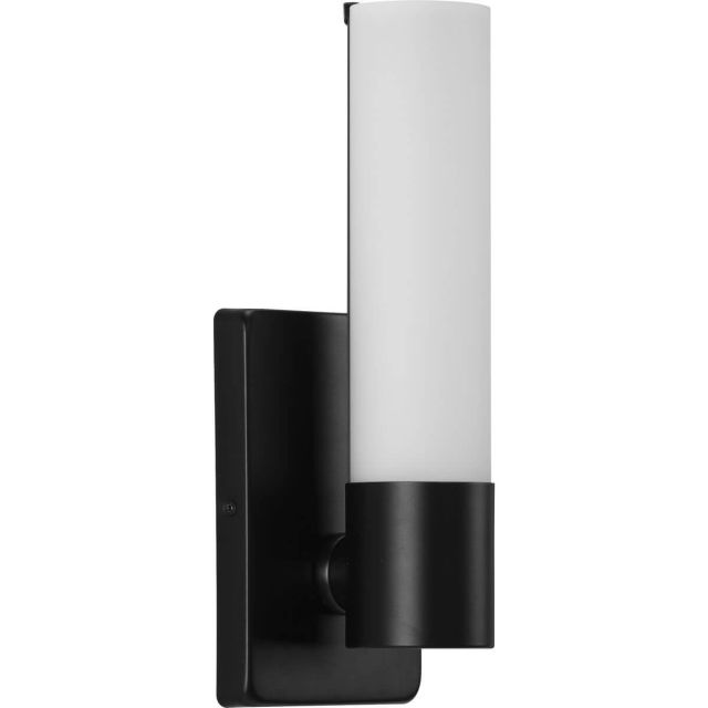 12 inch Tall LED Wall Bracket in Matte Black with Etched White Glass Shade - 243754