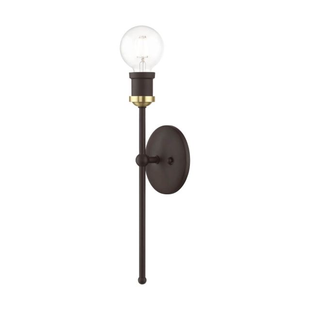 1 Light 15 inch Tall Wall Sconce in Bronze-Antique Brass Accents - 244860