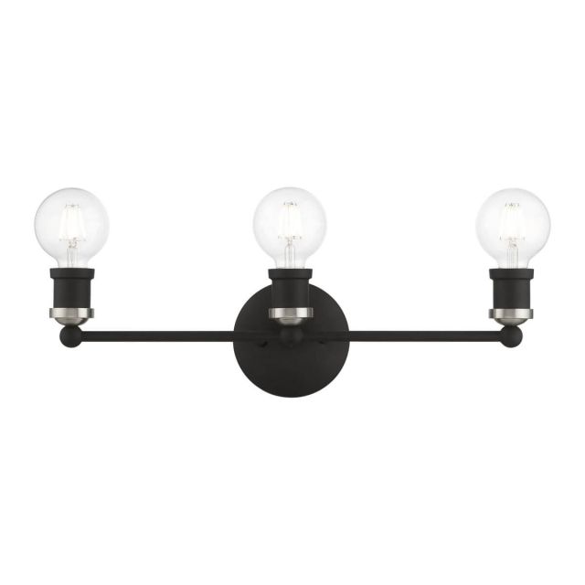 3 Light 20 inch Vanity Sconce in Black-Brushed Nickel Accents - 244867
