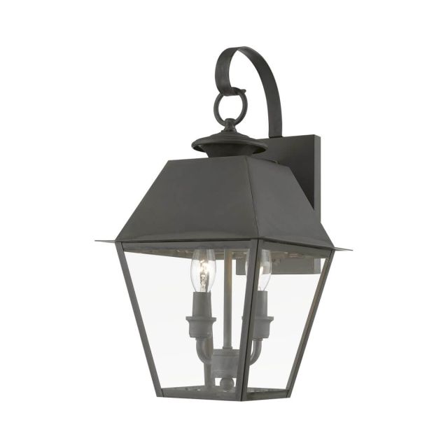 2 Light 17 inch Tall Outdoor Wall Lantern in Charcoal with Clear Glass - 245048