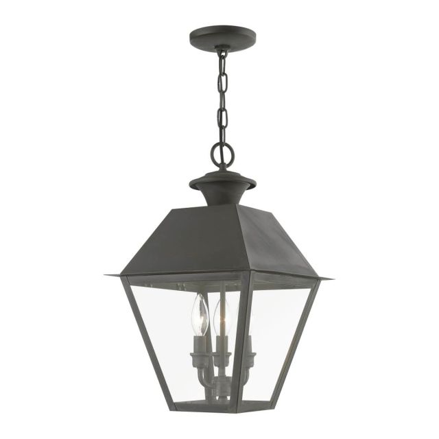 3 Light 12 inch Outdoor Pendant Lantern in Charcoal with Clear Glass - 245068