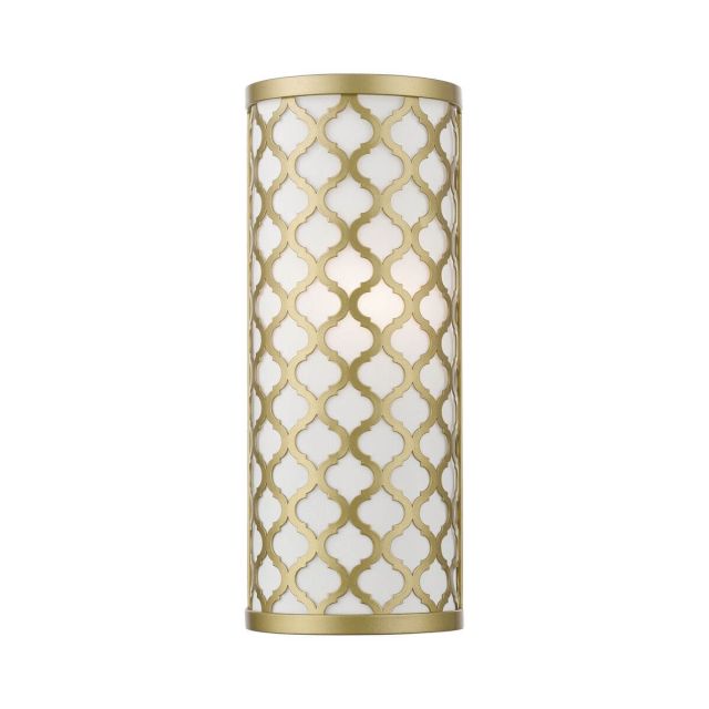 1 Light 13 inch Tall Wall Sconce in Soft Gold with Hand Crafted Off-white Hardback Fabric Shade - White Fabric Inside - 245126