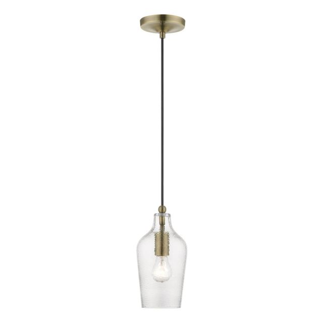 1 Light 5 inch Mini Pendant in Antique Brass with Clear Water Glass - 245151