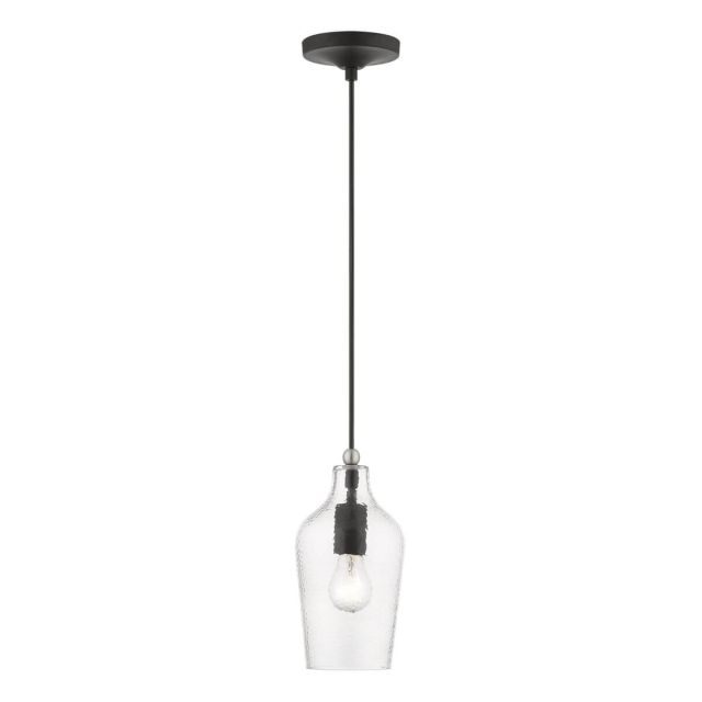 1 Light 5 inch Mini Pendant in Black-Brushed Nickel Accent with Clear Water Glass - 245152