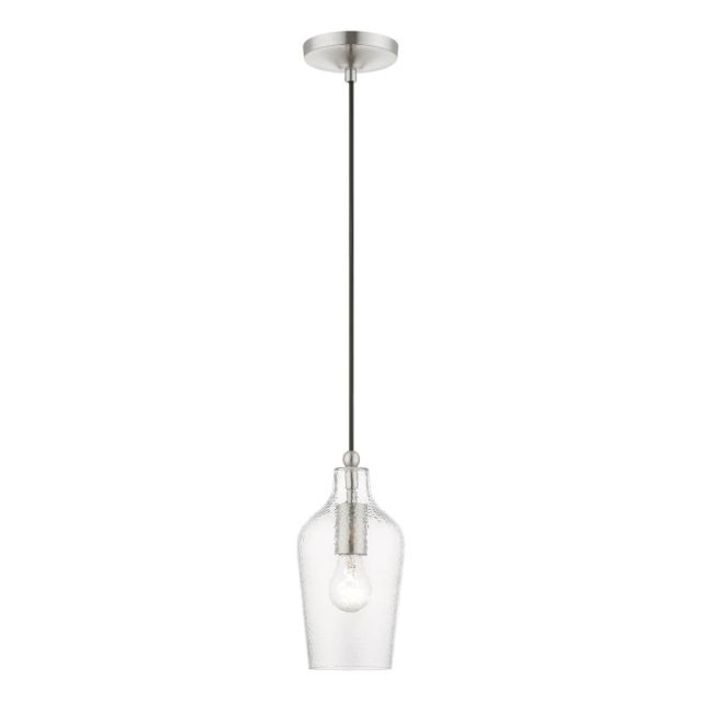 1 Light 5 inch Mini Pendant in Brushed Nickel with Clear Water Glass - 245154