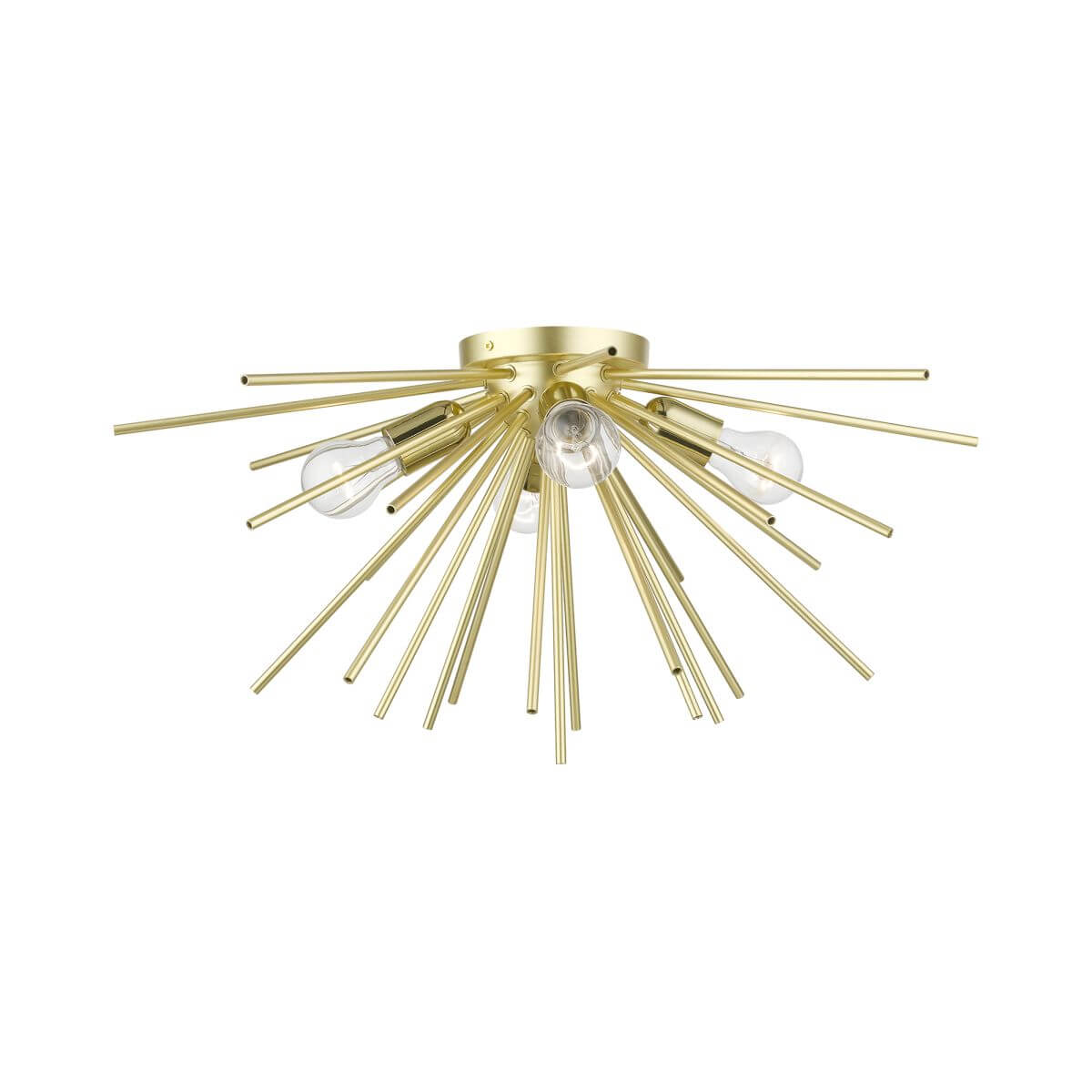 4 Light 25 inch Flush Mount in Soft Gold-Polished Brass Accents with Iron Pipe Rods - 245228