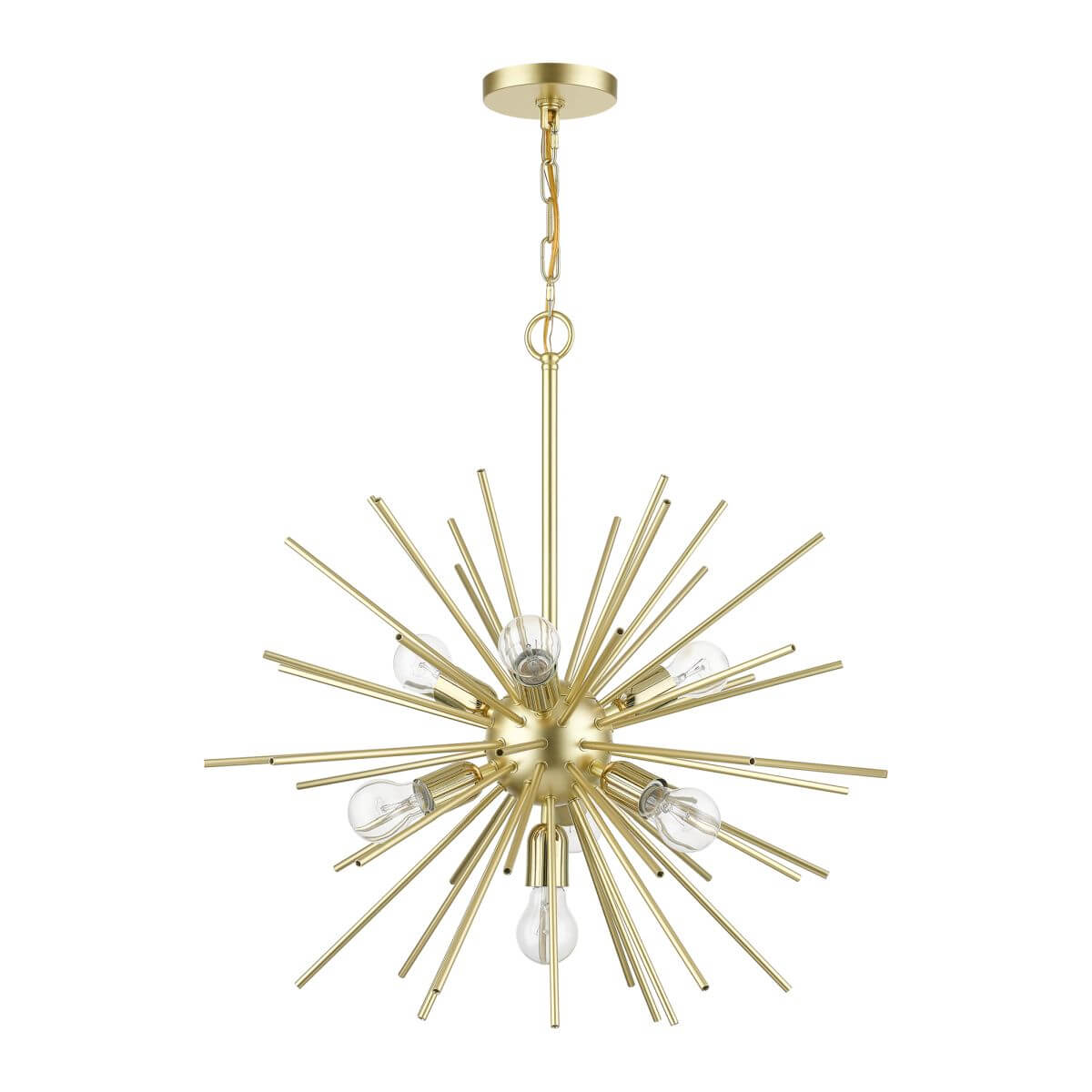 7 Light 25 inch Chandelier in Soft Gold-Polished Brass Accents with Iron Pipe Rods - 245230