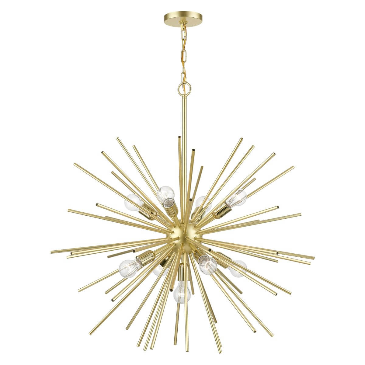 9 Light 34 inch Foyer Chandelier in Soft Gold-Polished Brass Accents with Iron Pipe Rods - 245232