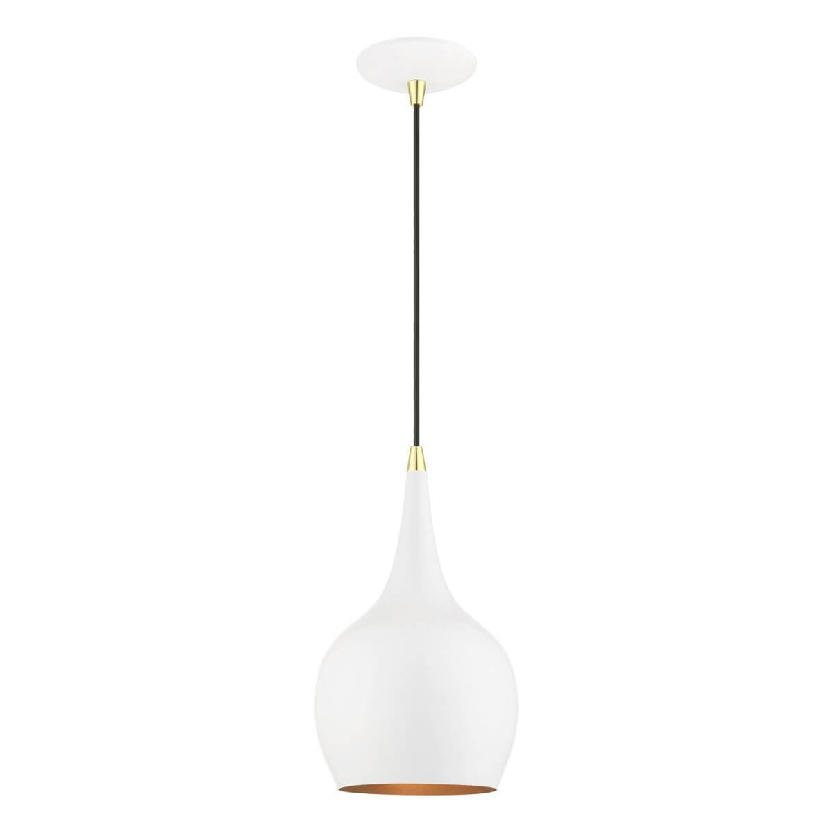 1 Light 8 inch Mini Pendant in Shiny White-Polished Brass Accents - 245400