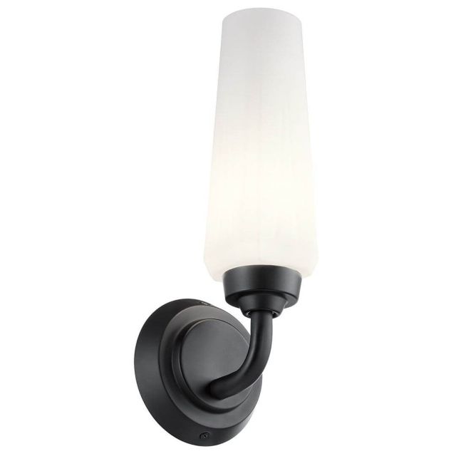 1 Light 13 inch Tall Wall Sconce in Black with Satin Etched Cased Opal Glass - 245730