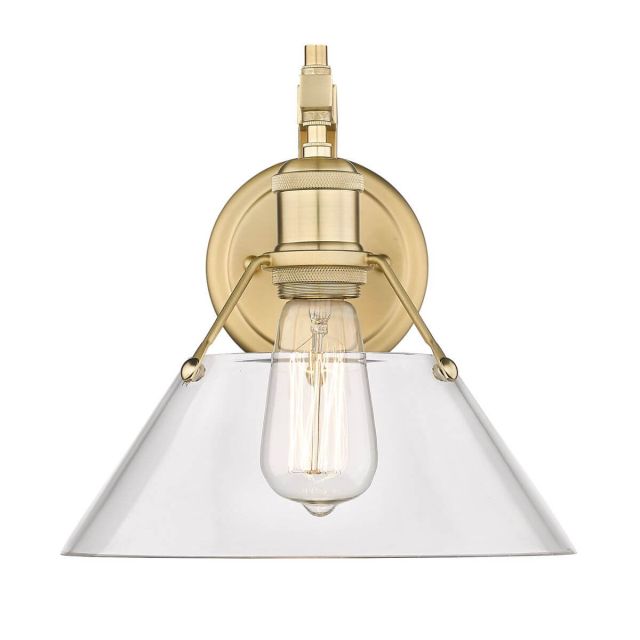 Clear Glass Cone Shade 10 Inch Sconce 1 Light - Brushed Champagne Bronze