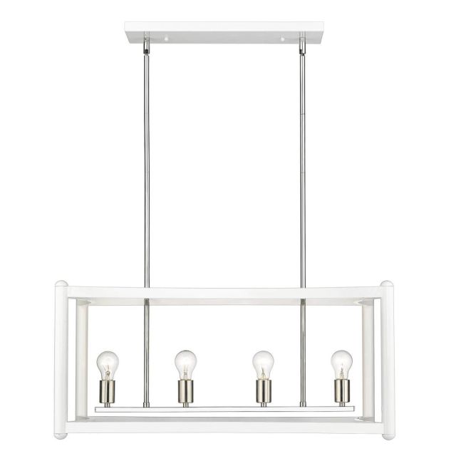 8 Light 32 inch Linear Light in White with Polished Nickel Cluster - 245857