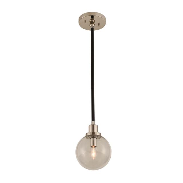 1 Light 6 inch Pendant In Matte Black With Nickel Accents - 246239