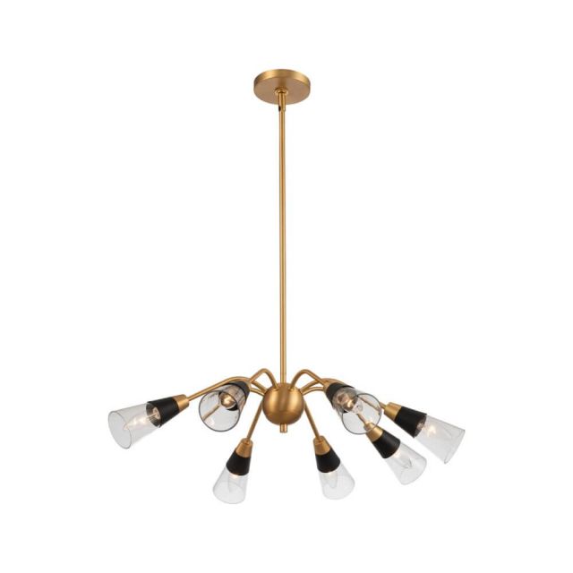 8 Light 28 Inch Chandelier in Matte Black-New Brass with Clear Glass - 246453