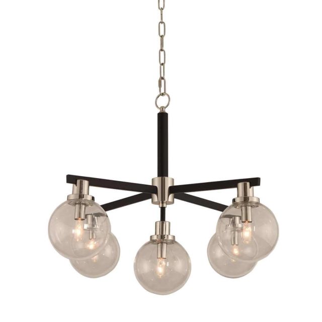 5 Light 28 inch Pendant in Matte Black-Nickel Accents with Clear Glass - 246759