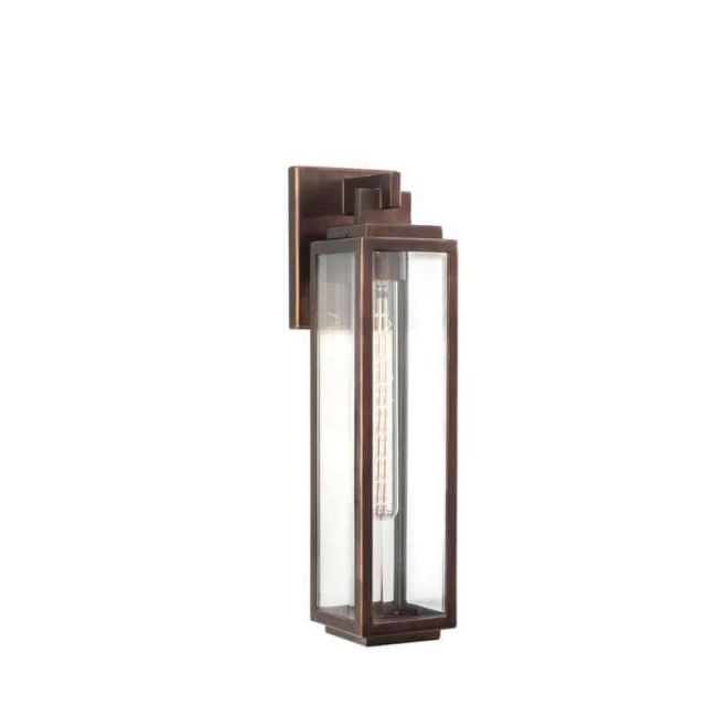 1 Light 20 inch Tall Outdoor Wall Bracket in Copper Patina with Beveled Glass - 246790