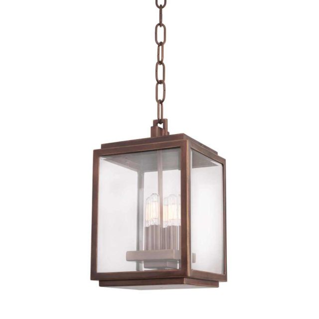 4 Light 8 inch Outdoor Pendant in Copper Patina with Beveled Glass - 246791