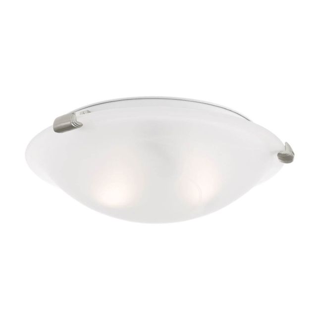 2 Light 12 inch Ceiling Mount in Brushed Nickel with White Alabaster Glass - 246908