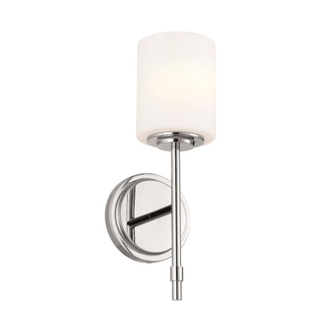 1 Light 15 inch Tall Wall Sconce in Polished Nickel with Satin Etched Cased Opal Glass - 249860