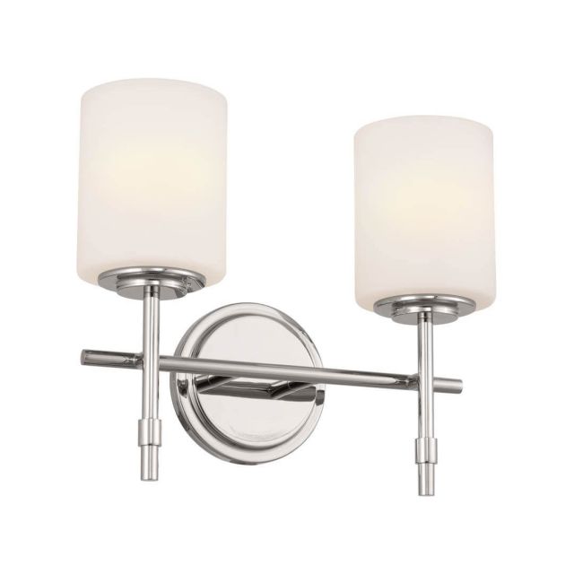 2 Light 14 inch Bath Light in Polished Nickel with Satin Etched Cased Opal Glass - 249863
