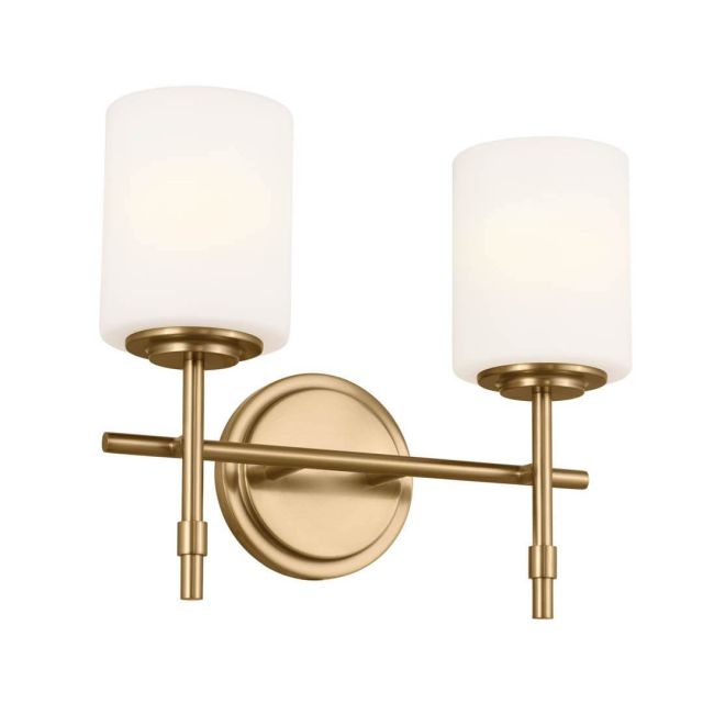 2 Light 14 inch Bath Light in Brushed Natural Brass with Satin Etched Cased Opal Glass - 249864