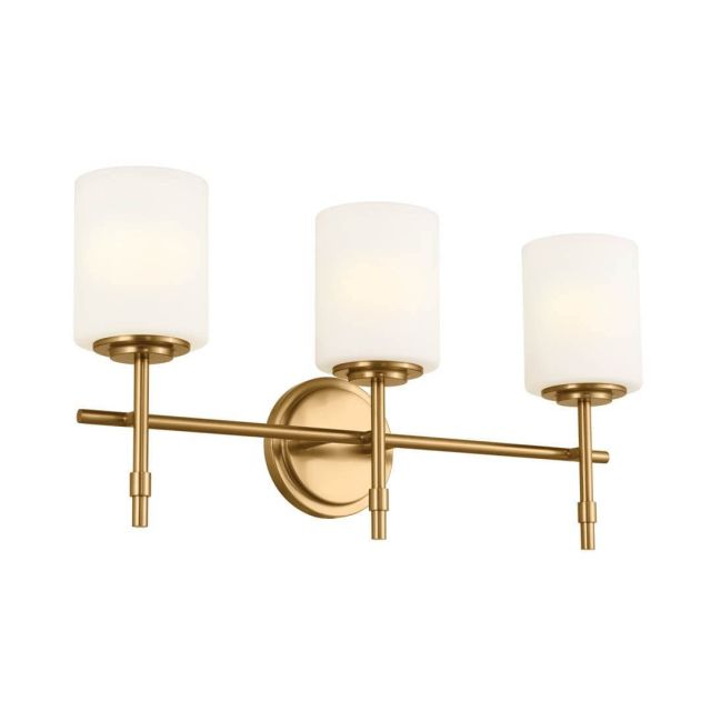 3 Light 23 inch Bath Light in Brushed Natural Brass with Satin Etched Cased Opal Glass - 249867