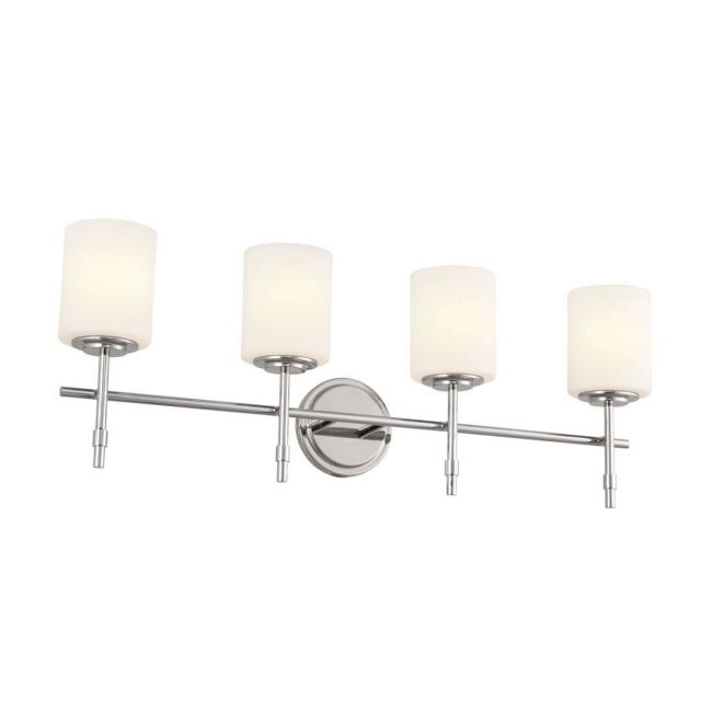4 Light 33 inch Bath Light in Polished Nickel with Satin Etched Cased Opal Glass - 249869