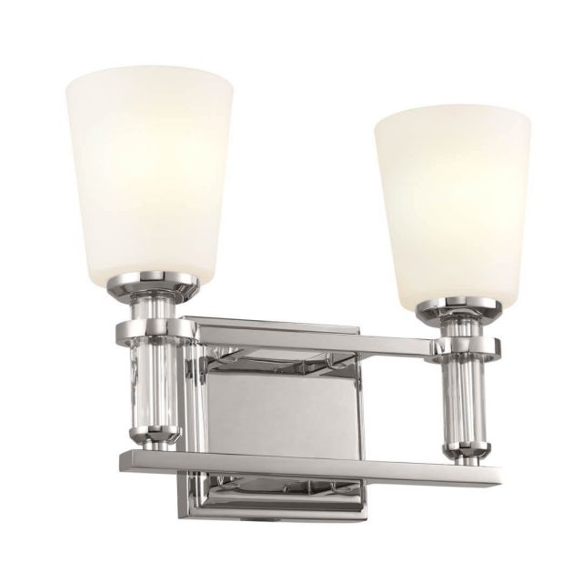 2 Light 14 inch Bath Light in Polished Nickel with Satin Etched Cased Opal Glass - 249875