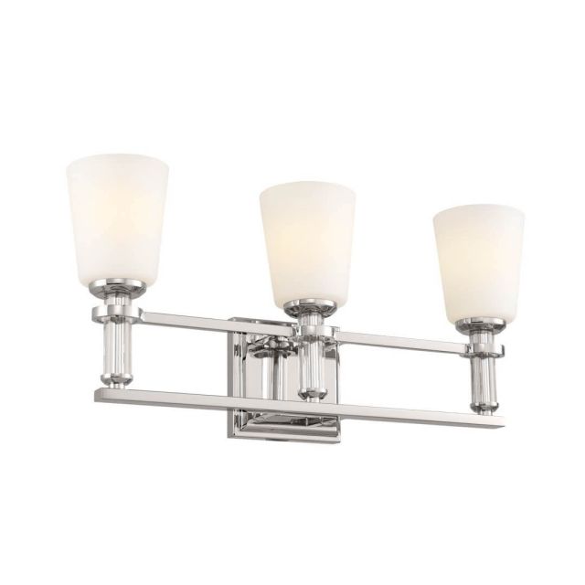 3 Light 24 inch Bath Light in Polished Nickel with Satin Etched Cased Opal Glass - 249878