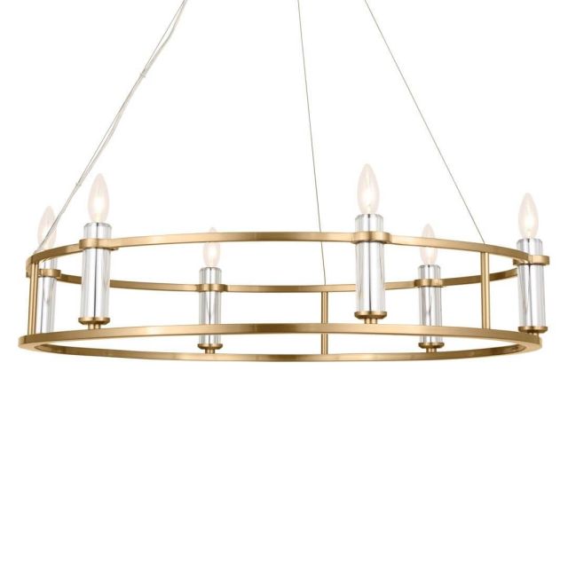 6 Light 33 inch Chandelier in Brushed Natural Brass - 249895