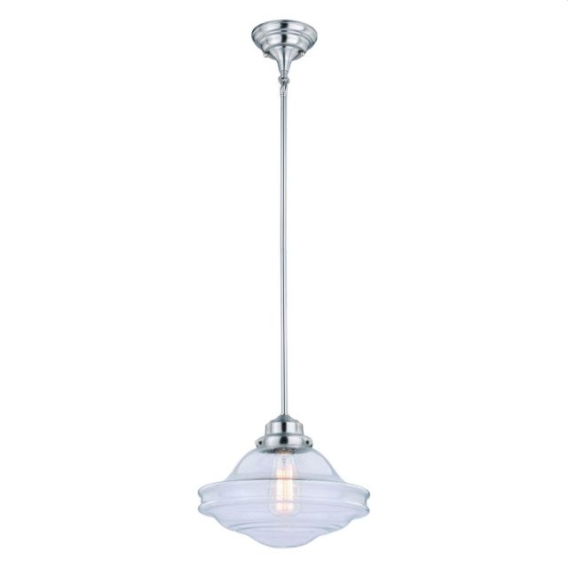 1 Light 12 inch Pendant in Satin Nickel with Clear Seeded Glass - 249951