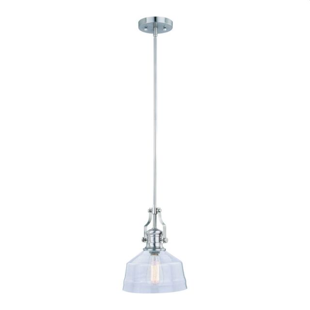 1 Light 9 inch Pendant in Satin Nickel with Clear Seeded Glass - 249953