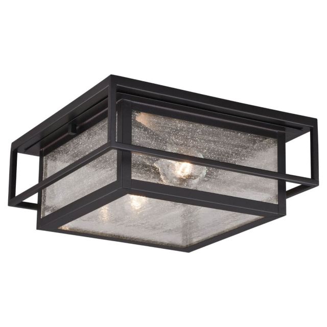 2 Light 12 inch Square Outdoor Flush in Espresso with Clear Seeded Glass - 249979