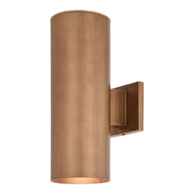 2 Light 14 inch Tall Outdoor Wall Light in Warm Brass with Clear Glass Cover - 250001