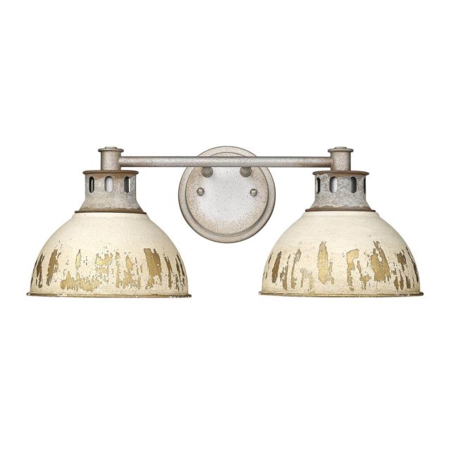 2 Light 19 inch Bath Vanity Light in Aged Galvanized Steel with Antique Ivory Shade - 250562