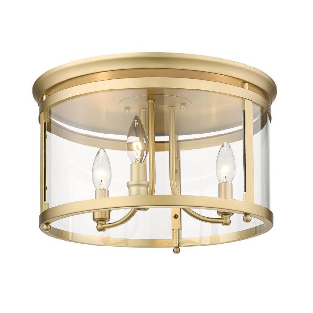 3 Light 15 inch Flush Mount in Brushed Champagne Bronze with Clear Glass - 250578
