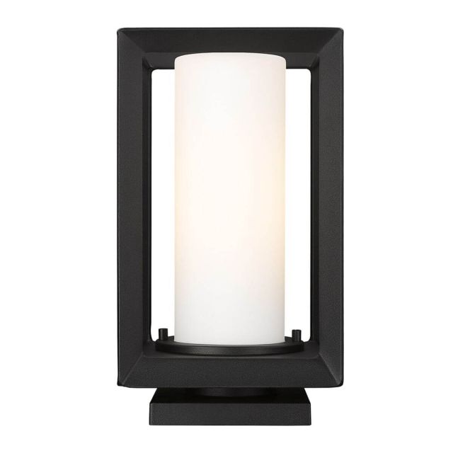 1 Light 13 inch Tall Outdoor Pier Mount in Natural Black with Opal Glass Shade - 250582