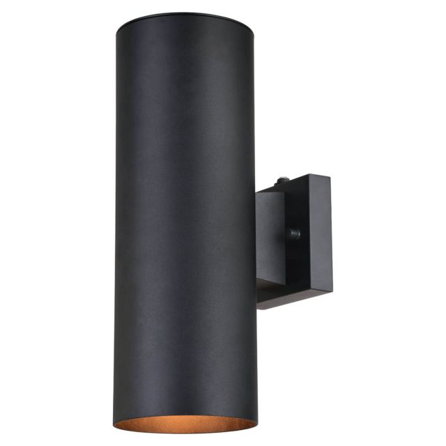 2 Light 14 inch Tall Dusk to Dawn Outdoor Tube Wall Light in Textured Black - 251014