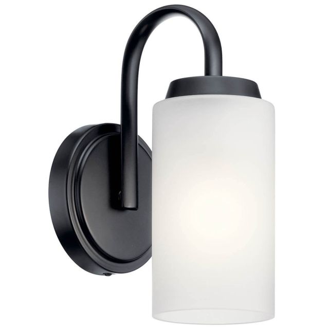 1 Light 10 inch Tall Wall Sconce in Black with Satin Etched Glass - 251172