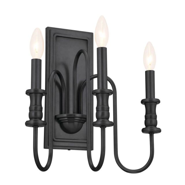3 Light 15 inch Tall Wall Sconce in Black - 251310