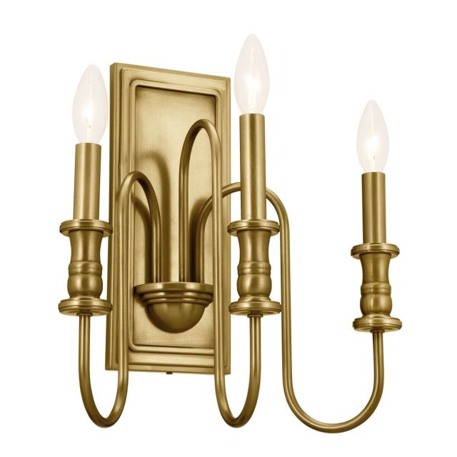 3 Light 15 inch Tall Wall Sconce in Natural Brass - 251311