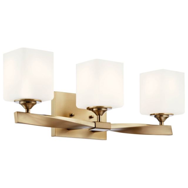 3 Light 23 inch Bath Vanity Light in Champagne Bronze with Satin Etched Cased Opal Glass - 251391