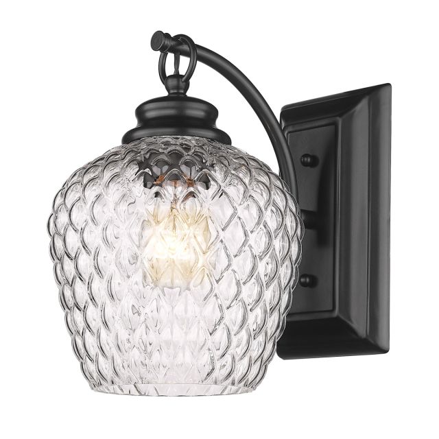 1 Light 10 inch Tall Wall Sconce in Matte Black with Clear Glass Shade - 251761