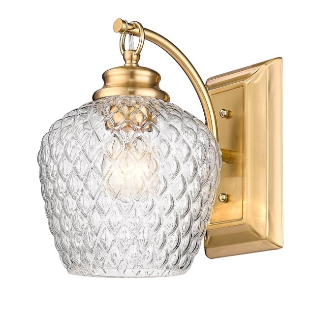 1 Light 10 inch Tall Wall Sconce in Modern Brushed Gold with Clear Glass Shade - 251762