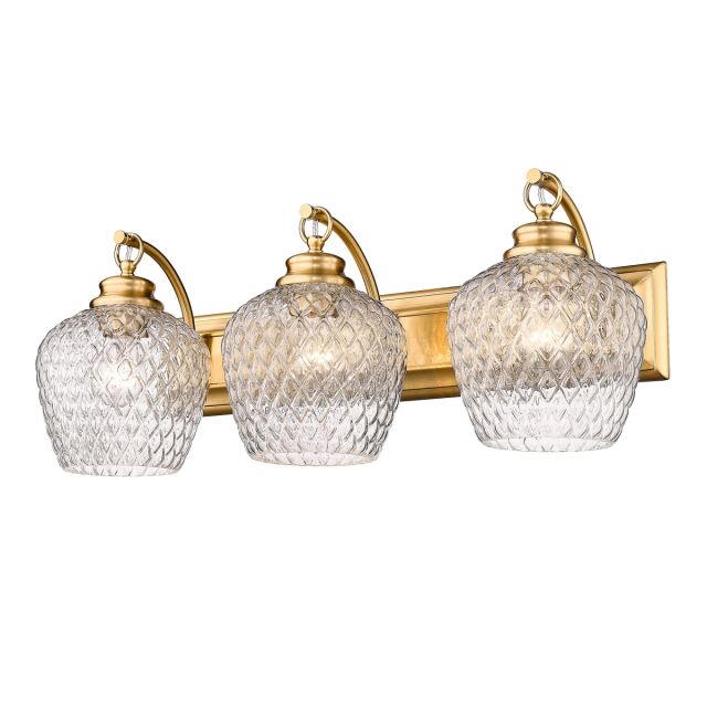 3 Light 26 inch Bath Vanity Light in Modern Brushed Gold with Clear Glass Shade - 251764